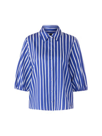 Marc Cain Striped cotton shirt blouse in Iolite AA 51.04 W01
