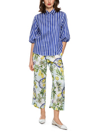 Marc Cain Striped cotton shirt blouse in Iolite AA 51.04 W01