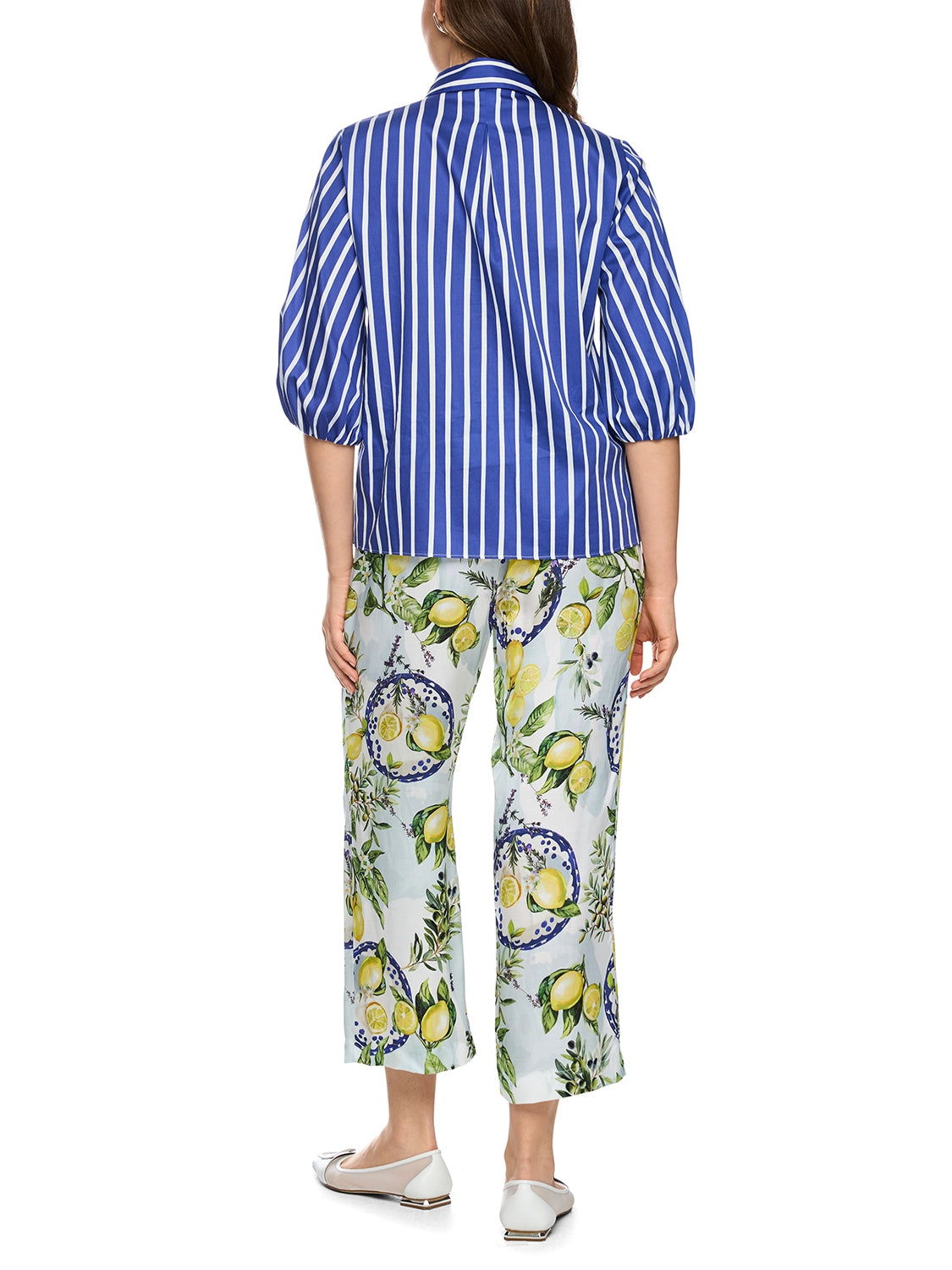 Marc Cain Striped cotton shirt blouse in Iolite AA 51.04 W01