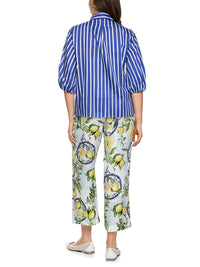 Marc Cain Striped cotton shirt blouse in Iolite AA 51.04 W01