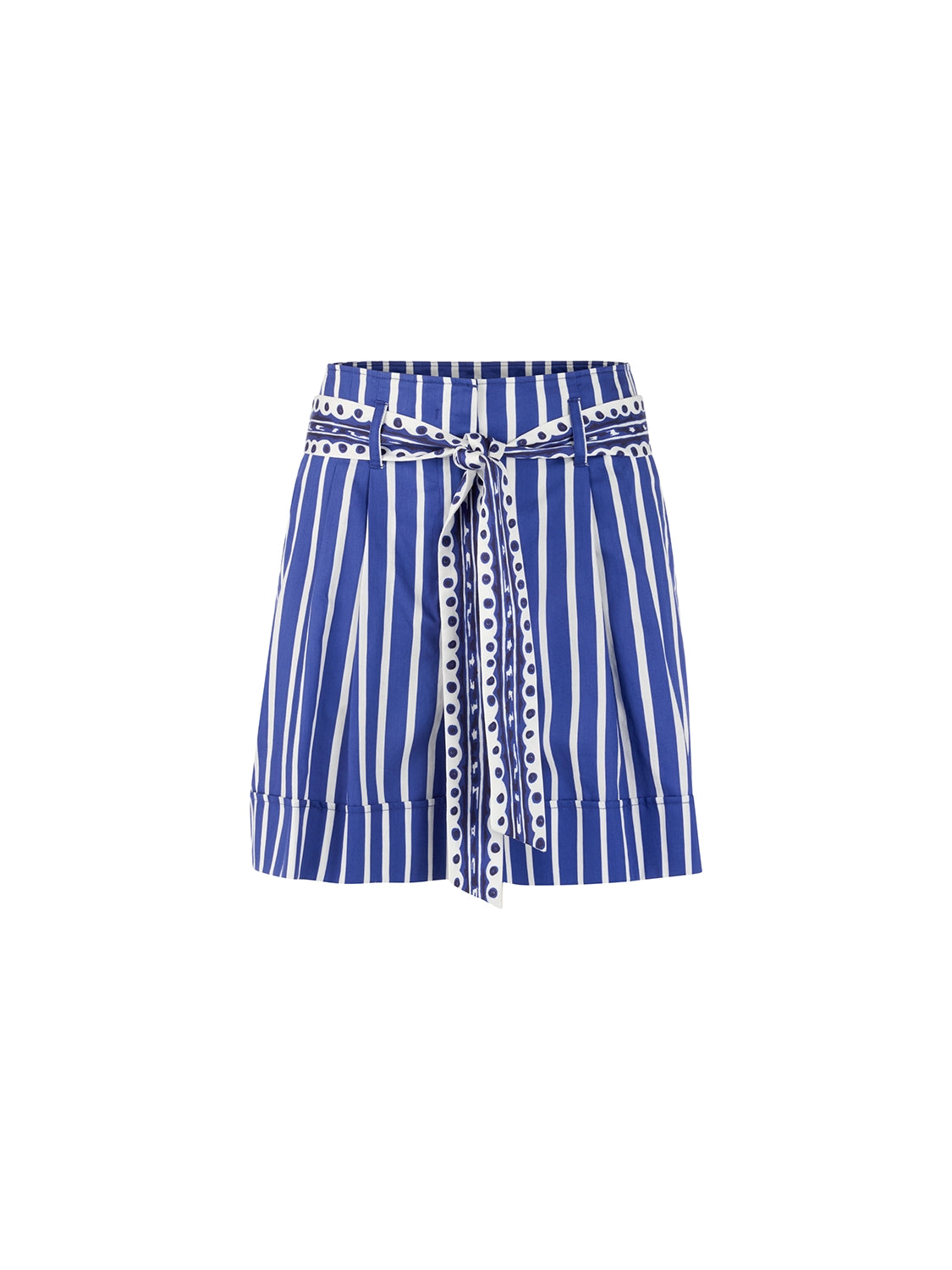 Marc Cain WARANGAL striped shorts with belt in Iolite AA 83.05 W01