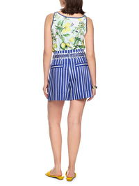 Marc Cain WARANGAL striped shorts with belt in Iolite AA 83.05 W01