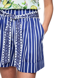 Marc Cain WARANGAL striped shorts with belt in Iolite AA 83.05 W01