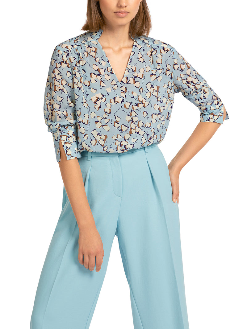 MarcCain Printed Blouse with V Neck UC5507W34