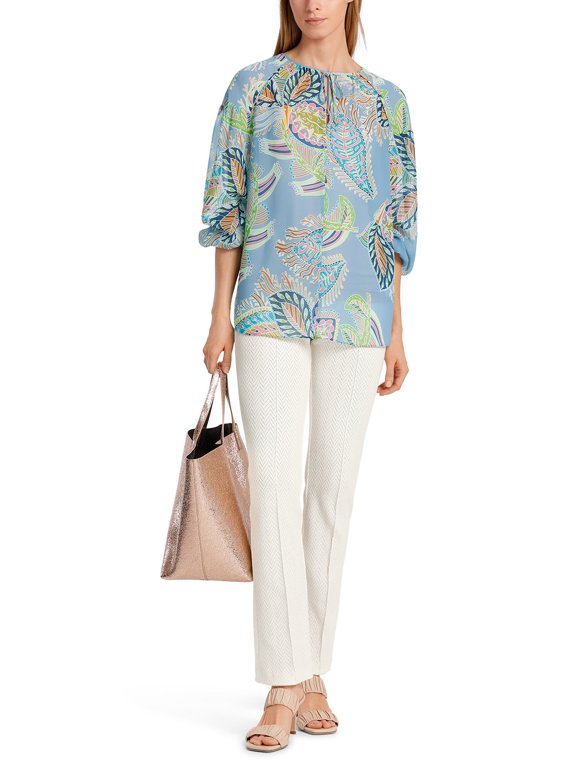 Marc Cain Wide blouse with leaf motif WC 51.33 W74