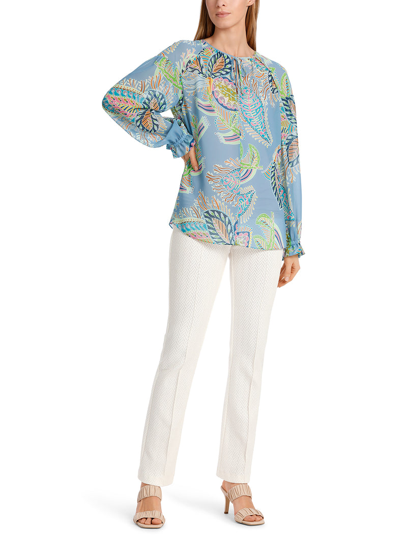 Marc Cain Wide blouse with leaf motif WC 51.33 W74