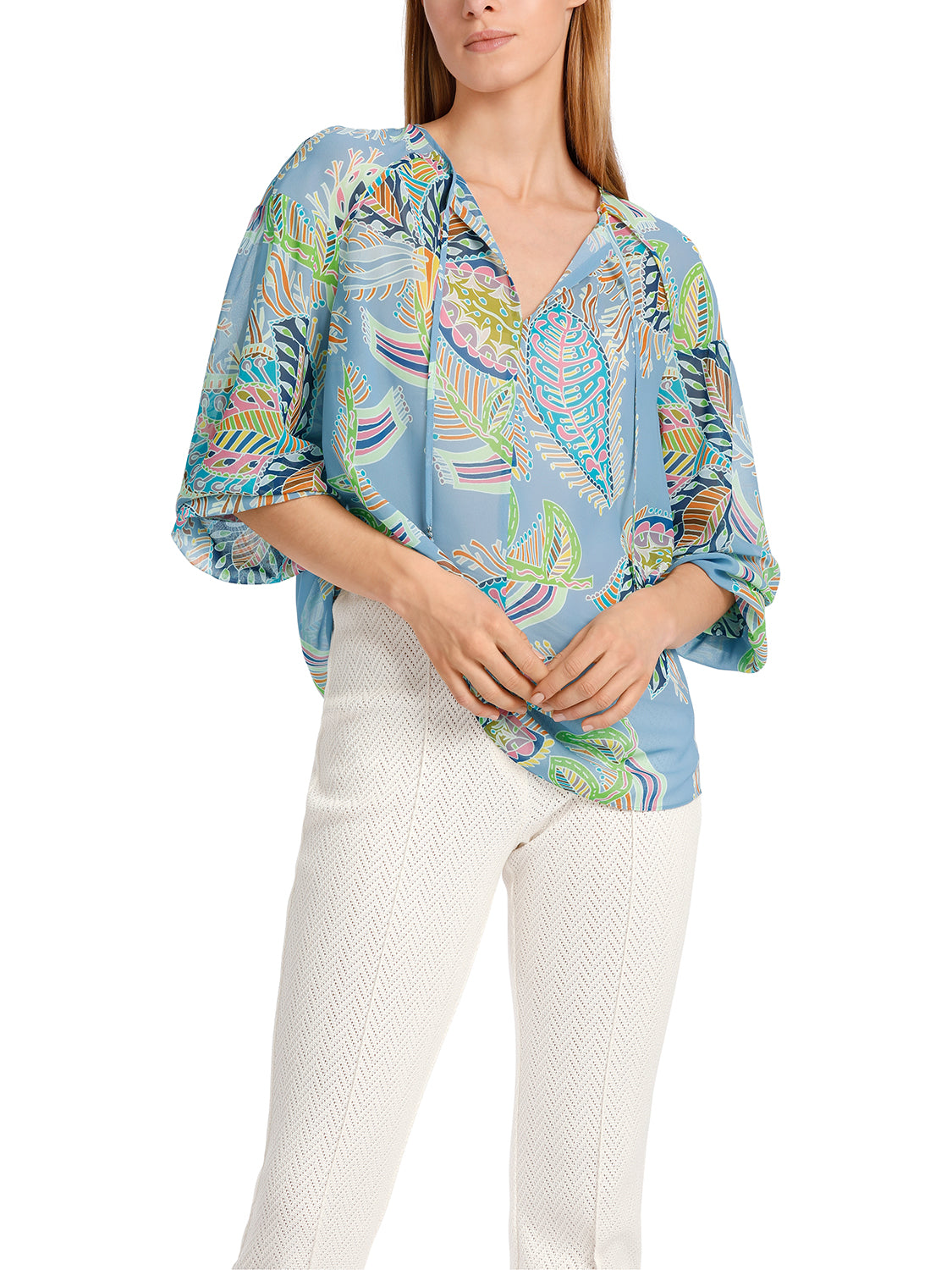 Marc Cain Wide blouse with leaf motif WC 51.33 W74