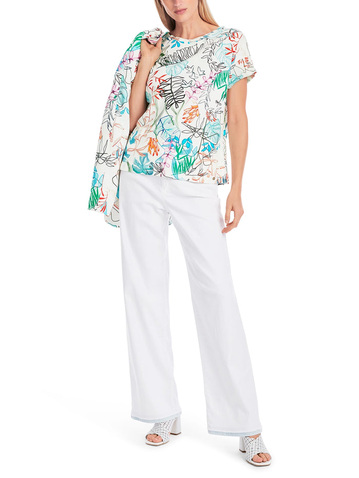 Marc Cain Oversized T-shirt with Leaf Design YC 48.67 J51