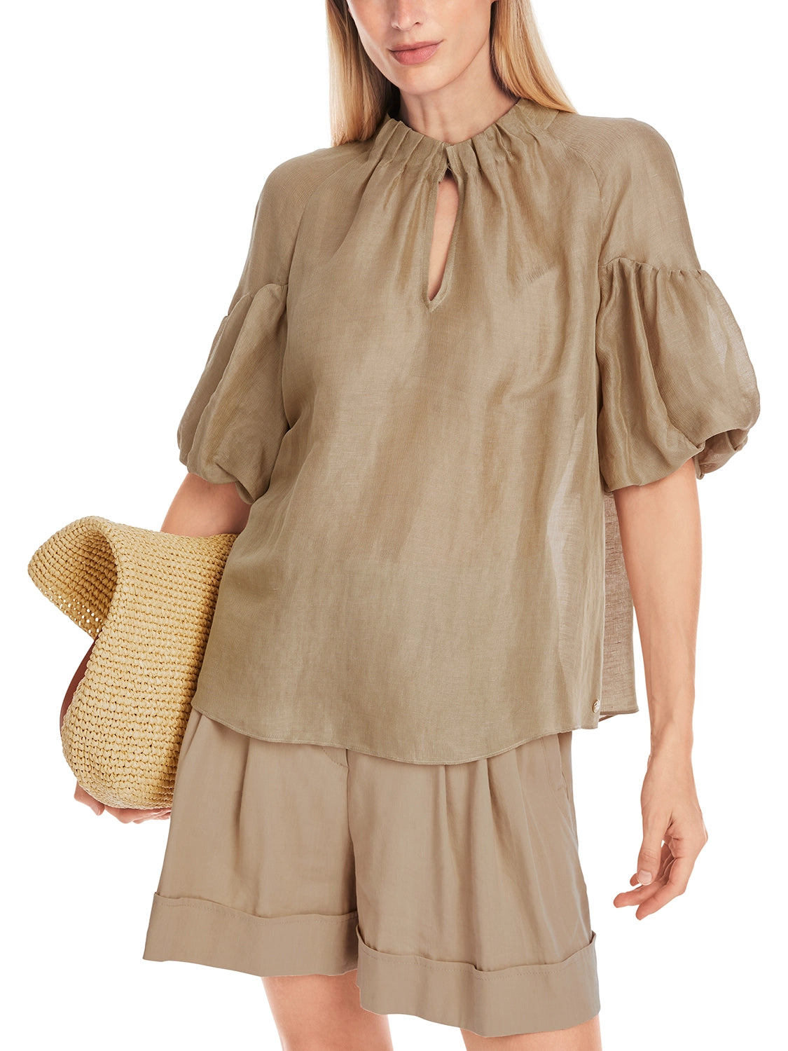 Marc Cain Plain Blouse with Balloon Sleeves YC 51.42 W86