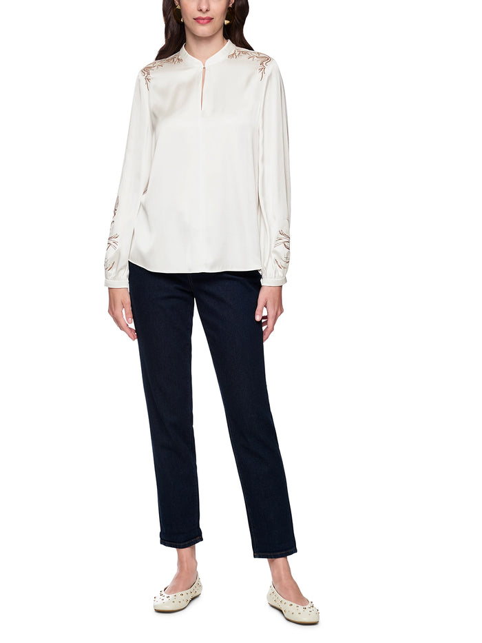 Marc Cain Viscose blend blouse in Off-White AC 51.13 W25 - Pre Order June Delivery