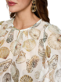 Marc Cain Delicate blouse with shell print in Off White AC 51.38 W49