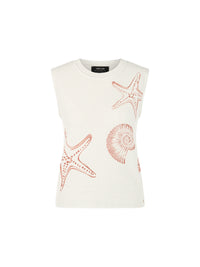 Marc Cain ‘Knitted in Germany’ top with print in Off White AC 61.21 M41