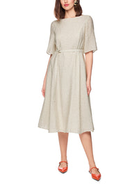 Marc Cain Flowing dress with leopard print in Bright Ecru AC 21.32 W58