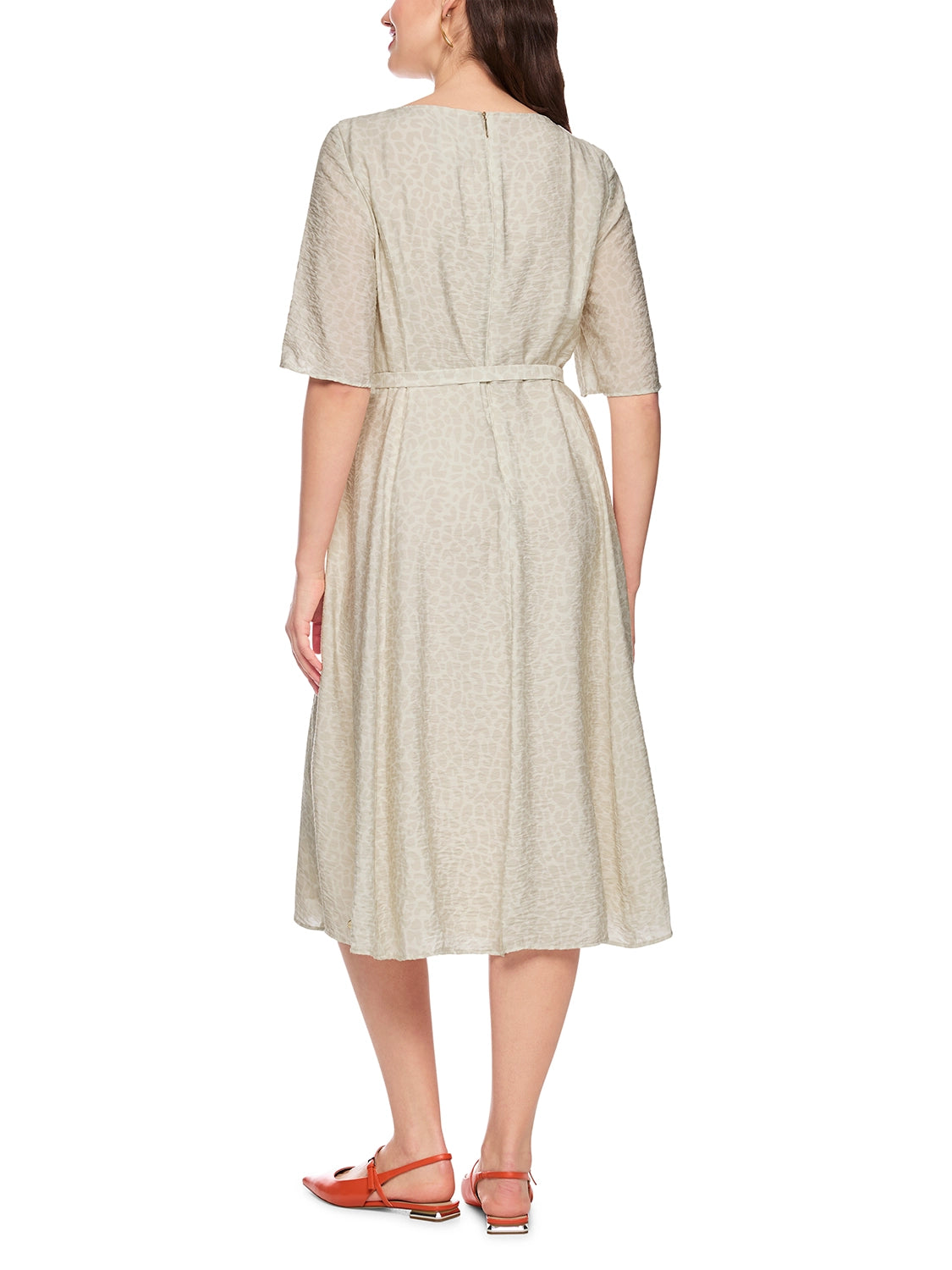 Marc Cain Flowing dress with leopard print in Bright Ecru AC 21.32 W58