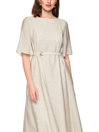 Marc Cain Flowing dress with leopard print in Bright Ecru AC 21.32 W58