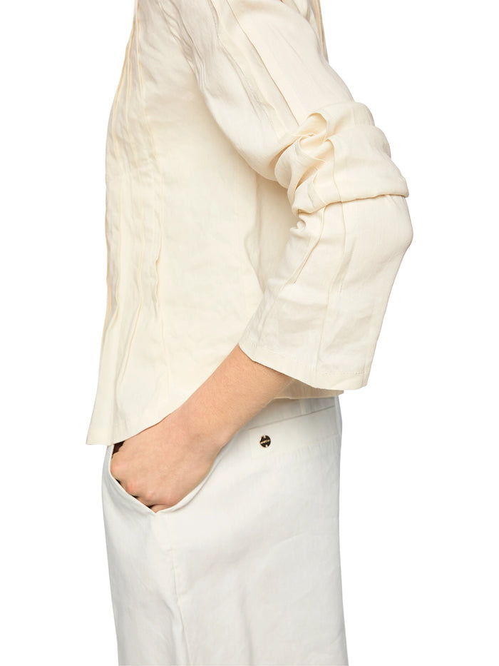 Marc Cain Feminine jacket with pintuck details in Bright Ecru AC 31.25 W70