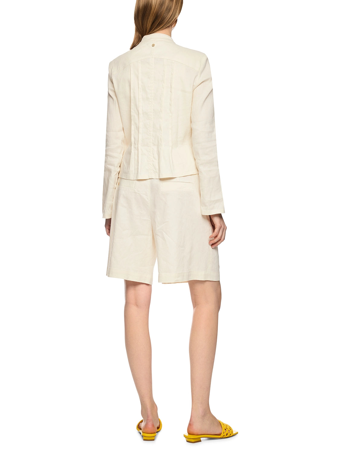 Marc Cain Feminine jacket with pintuck details in Bright Ecru AC 31.25 W70