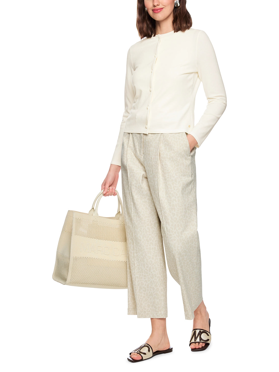 Marc Cain Rethink Together fine knit cardigan in Bright Ecru AC 39.02 M11