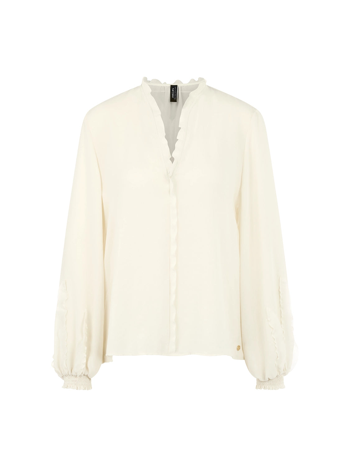 Marc Cain Feminine blouse with ruffle in Bright Ecru AC 51.32 W30