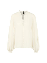 Marc Cain Feminine blouse with ruffle in Bright Ecru AC 51.32 W30