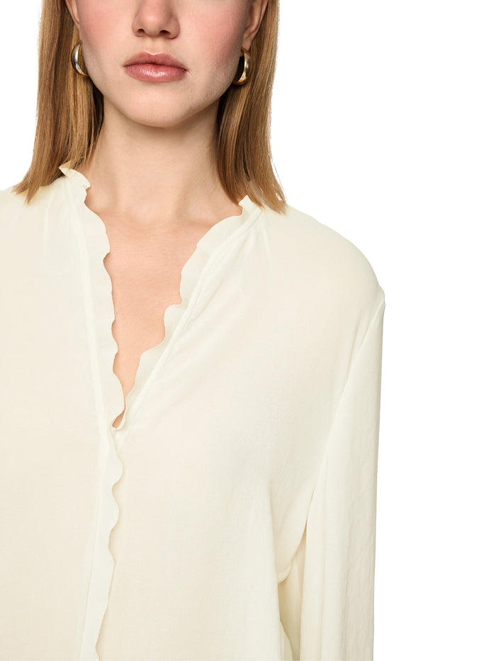 Marc Cain Feminine blouse with ruffle in Bright Ecru AC 51.32 W30