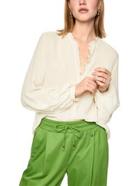 Marc Cain Feminine blouse with ruffle in Bright Ecru AC 51.32 W30