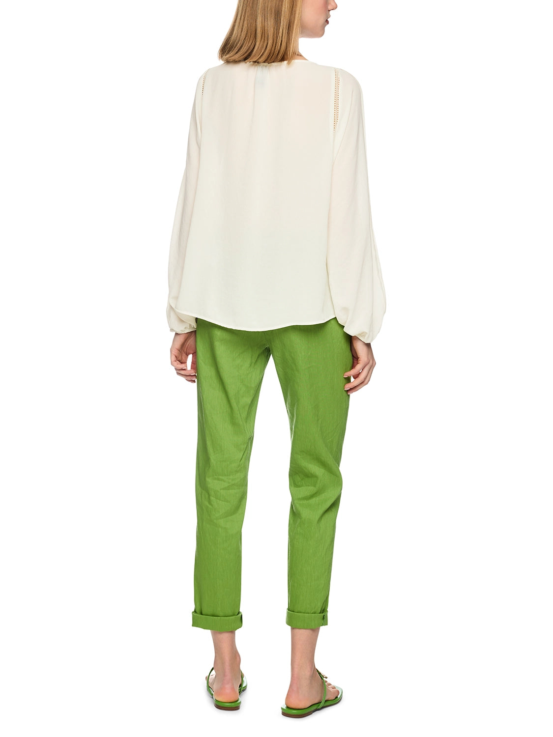 Marc Cain Blouse with lace and pintucks in Bright Ecru AC 51.33 W30