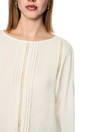 Marc Cain Blouse with lace and pintucks in Bright Ecru AC 51.33 W30