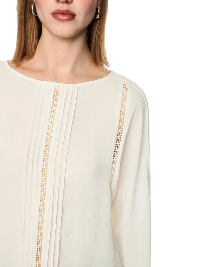 Marc Cain Blouse with lace and pintucks in Bright Ecru AC 51.33 W30