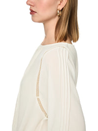 Marc Cain Blouse with lace and pintucks in Bright Ecru AC 51.33 W30