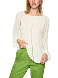 Marc Cain Blouse with lace and pintucks in Bright Ecru AC 51.33 W30