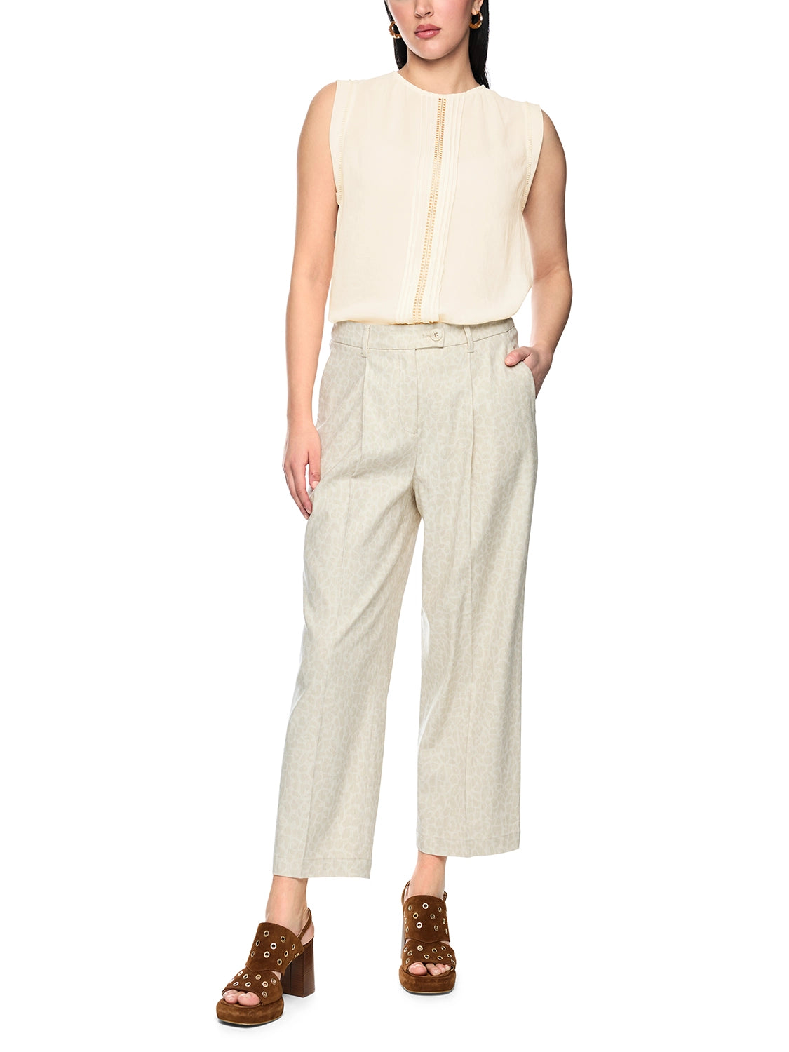 Marc Cain Top with lace and pintucks in Bright Ecru AC 61.15 W30
