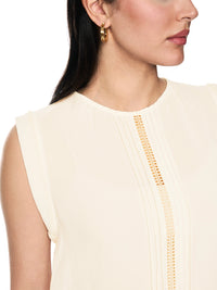 Marc Cain Top with lace and pintucks in Bright Ecru AC 61.15 W30