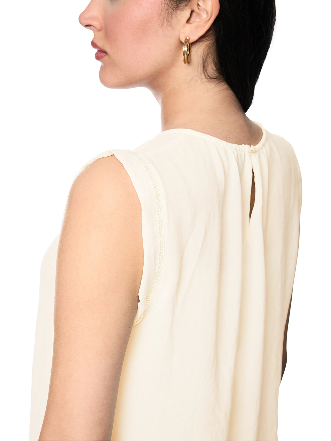 Marc Cain Top with lace and pintucks in Bright Ecru AC 61.15 W30