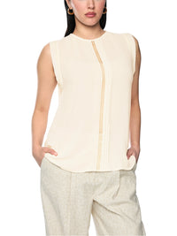 Marc Cain Top with lace and pintucks in Bright Ecru AC 61.15 W30