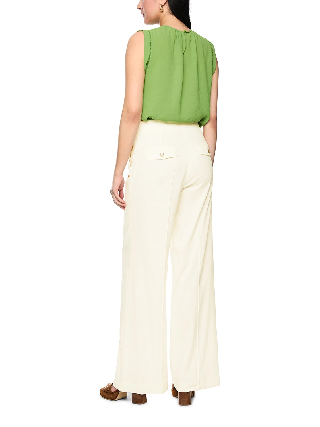 Marc Cain WAUKEE linen-viscose trousers in Bright Ecru AC 81.69 W70
