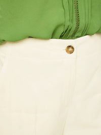Marc Cain WAUKEE linen-viscose trousers in Bright Ecru AC 81.69 W70