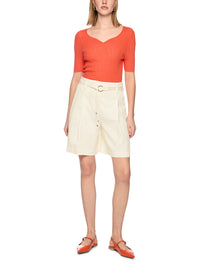 Marc Cain WARANGAL linen blend shorts in Bright Ecru AC 83.04 W70