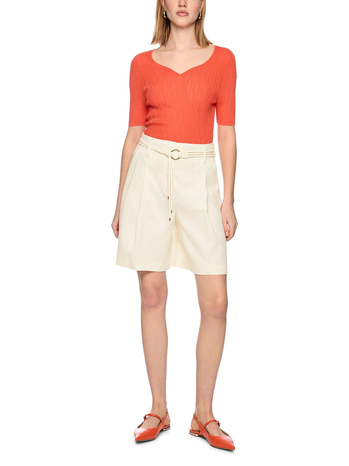Marc Cain WARANGAL linen blend shorts in Bright Ecru AC 83.04 W70