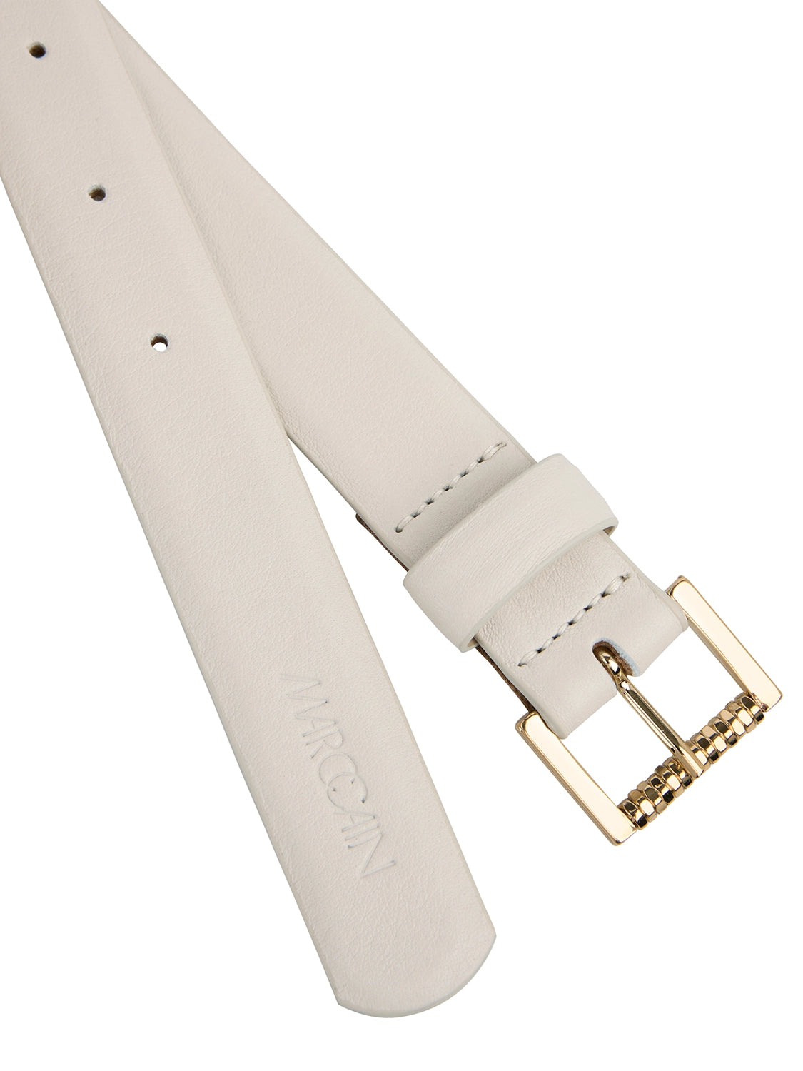 Marc Cain Leather belt with pin buckle in Bright Ecru AC G1.11 L45