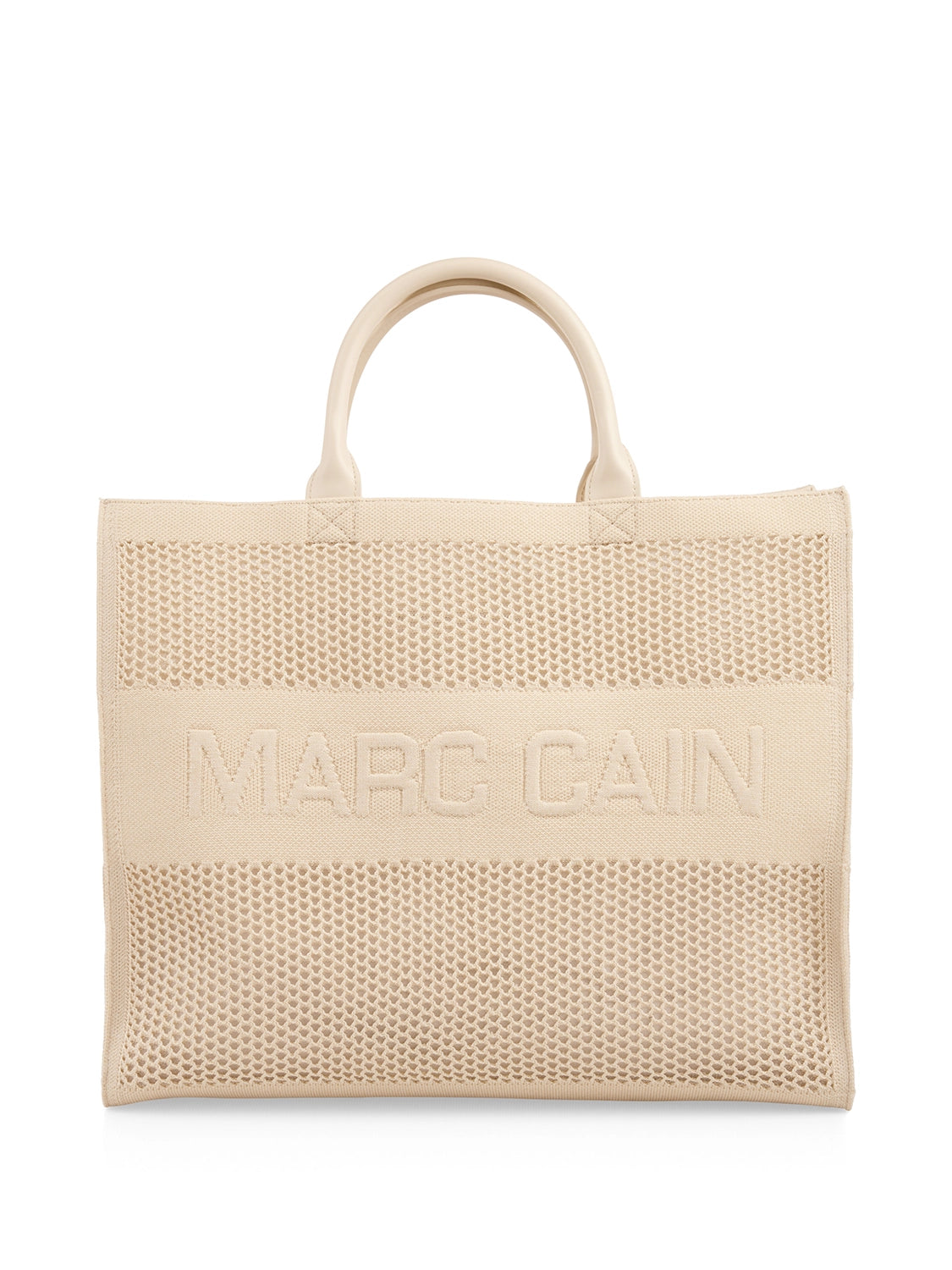 Marc Cain Melange knit shopper with logo in Bright Ecru AC T6.04 M59