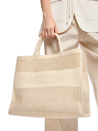 Marc Cain Melange knit shopper with logo in Bright Ecru AC T6.04 M59