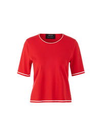 Marc Cain Rethink Together fine knit jumper in Aurora Red AC 41.09 M11 - Pre Order June Delivery