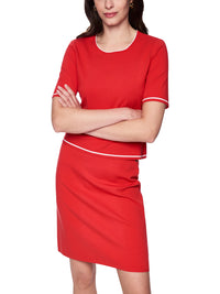 Marc Cain Rethink Together fine knit jumper in Aurora Red AC 41.09 M11 - Pre Order June Delivery