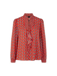Marc Cain Flowing blouse ‘Rethink Together’ in Aurora Red AC 51.02 W04 - Pre Order June Delivery