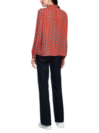 Marc Cain Flowing blouse ‘Rethink Together’ in Aurora Red AC 51.02 W04 - Pre Order June Delivery