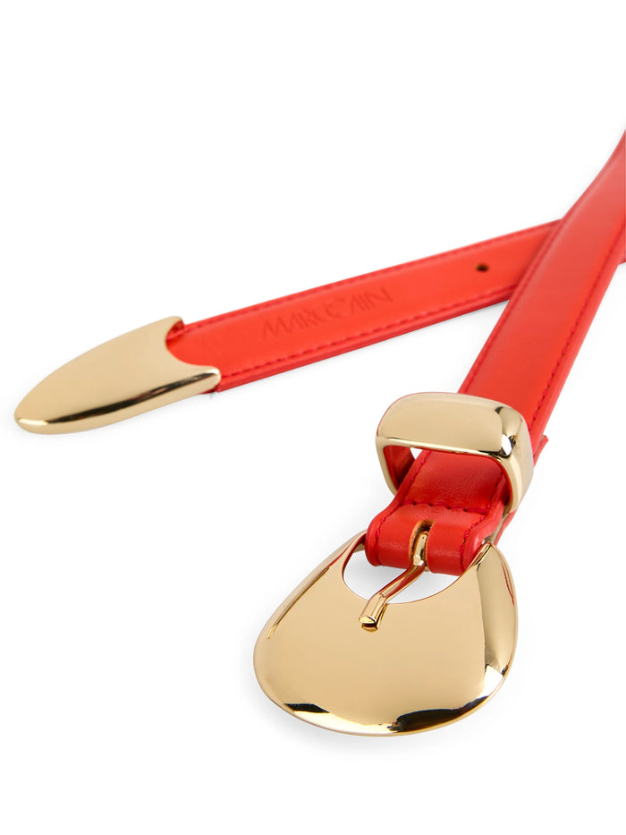Marc Cain Narrow leather belt in Aurora Red AC G1.03 L44 - Pre Order June Delivery