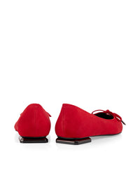 Marc Cain Pointed suede ballerina flats with bow in Aurora Red AC SF.02 L07 - Pre-Order June Delivery