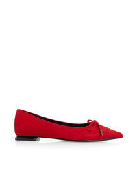 Marc Cain Pointed suede ballerina flats with bow in Aurora Red AC SF.02 L07 - Pre-Order June Delivery