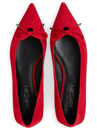 Marc Cain Pointed suede ballerina flats with bow in Aurora Red AC SF.02 L07 - Pre-Order June Delivery